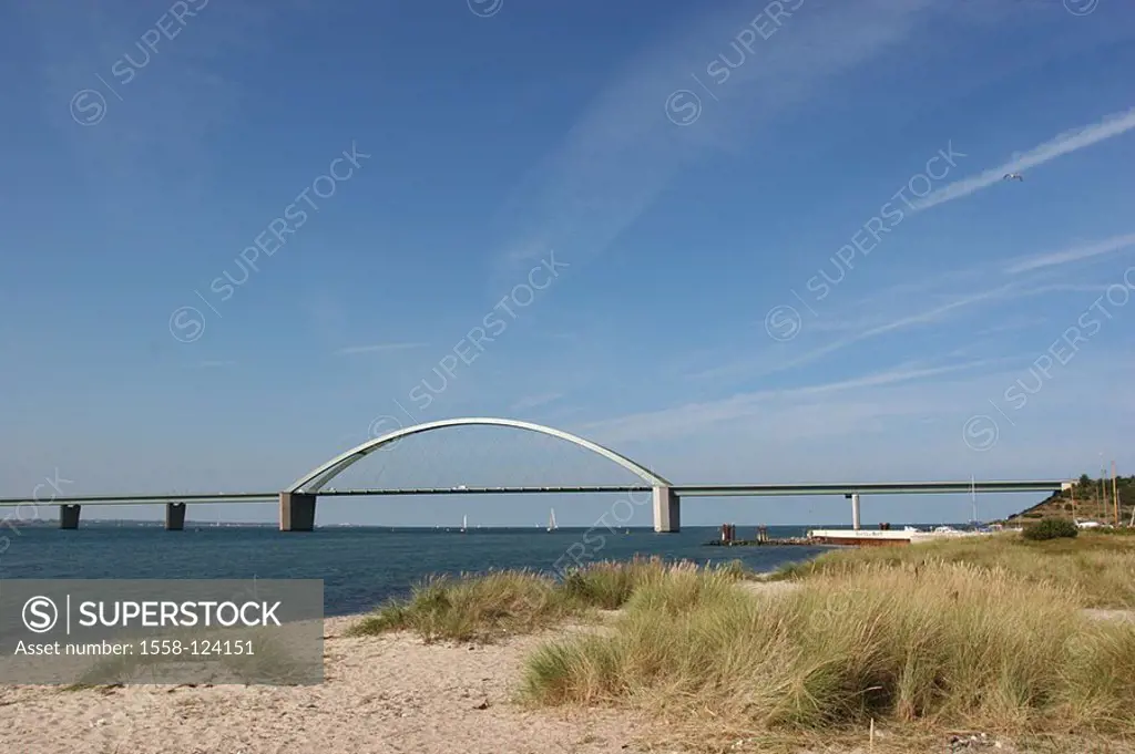 Germany, Schleswig-Holstein, island Fehmarn, sound-bridge, series, Europe, Baltic Sea*-island, Baltic sea, sea, Baltic Sea*-beach, beach, sandy beach,...