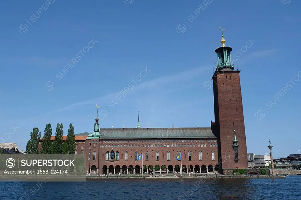 Sweden, Stockholm, city-house, summers, series, Scandinavia, capital, Stadhuset, Stadshuset, buildings, construction, town hall, town hall-buildings, ...