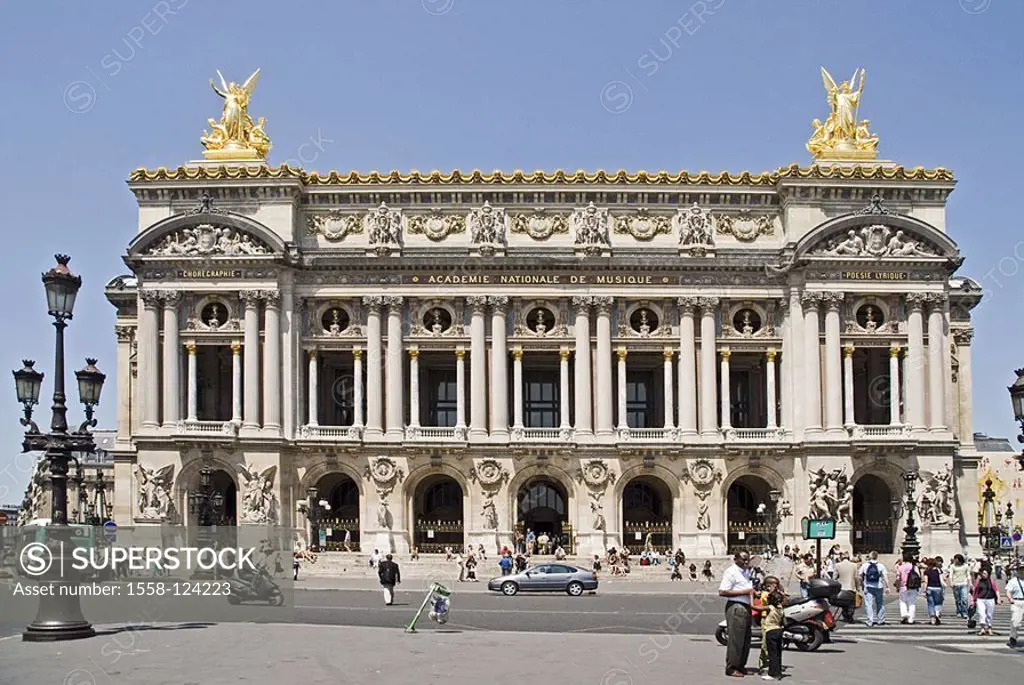 France, Paris, opuses of garnishing, street-scene, people, capital, opera-house, opera-buildings, opera, Grand opuses, buildings, construction, splend...