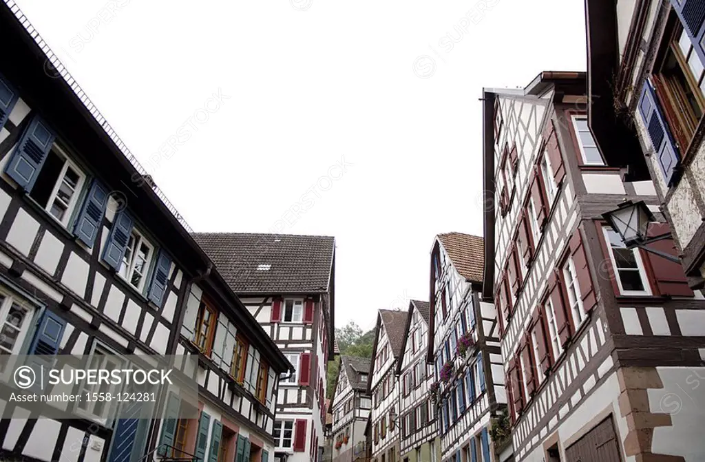 Germany, Baden-Württemberg, Black forest, Schiltach, timbering-houses, perspectives, houses, buildings, architecture, monument, architecture, wood, ti...