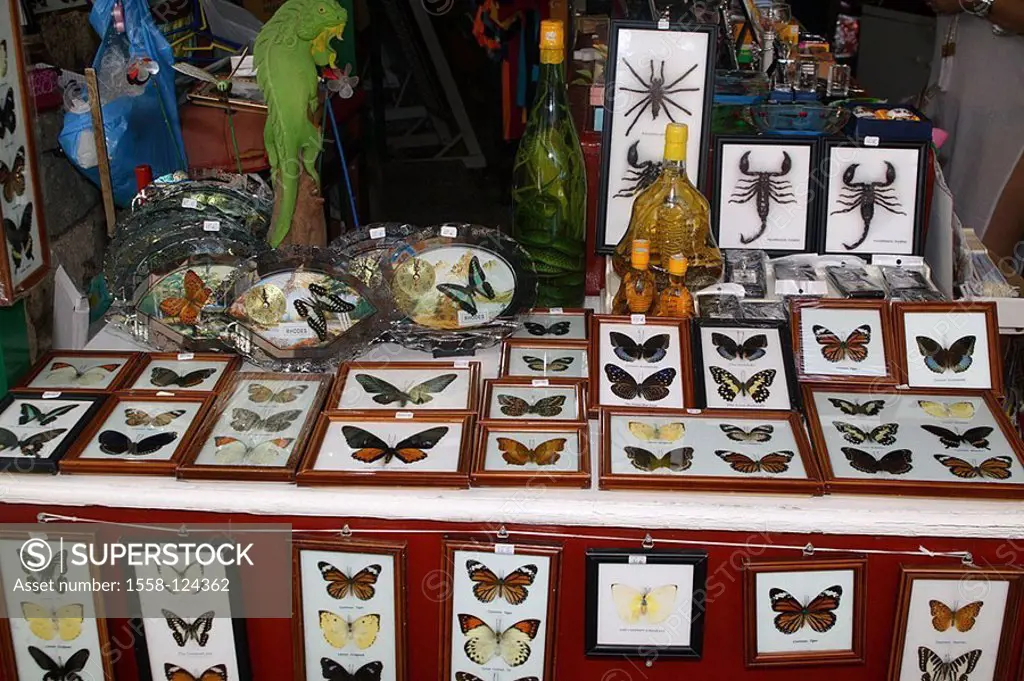 Greece, island Rhodes valley of the butterflies souvenir-business sale insects, prepares, Mediterranean-island, Dodekanes, business, sale, souvenirs, ...