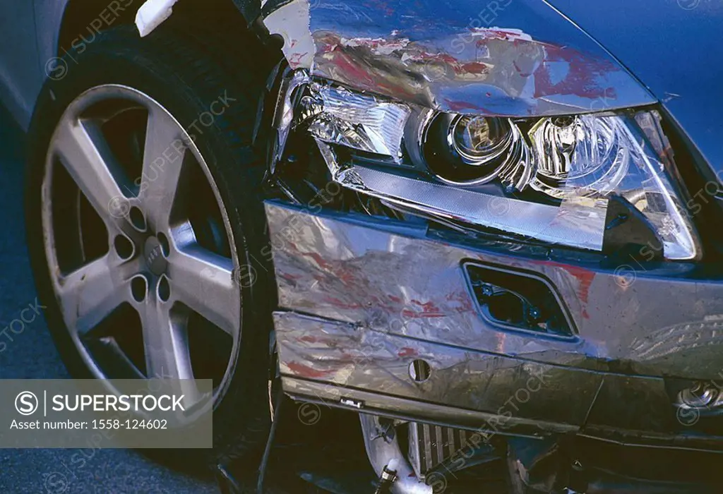 Accident-car, front-damage, detail, series, car, private car, accident, ambulances, symbol, accident, traffic-accident, car accident, sheet metal-dama...