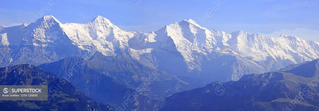 Switzerland, Berner waiter-country, mountain-panorama, Eiger, monk, virgin, autumn, Europe, landscape, mountains, mountains, highland-shaft, summits, ...