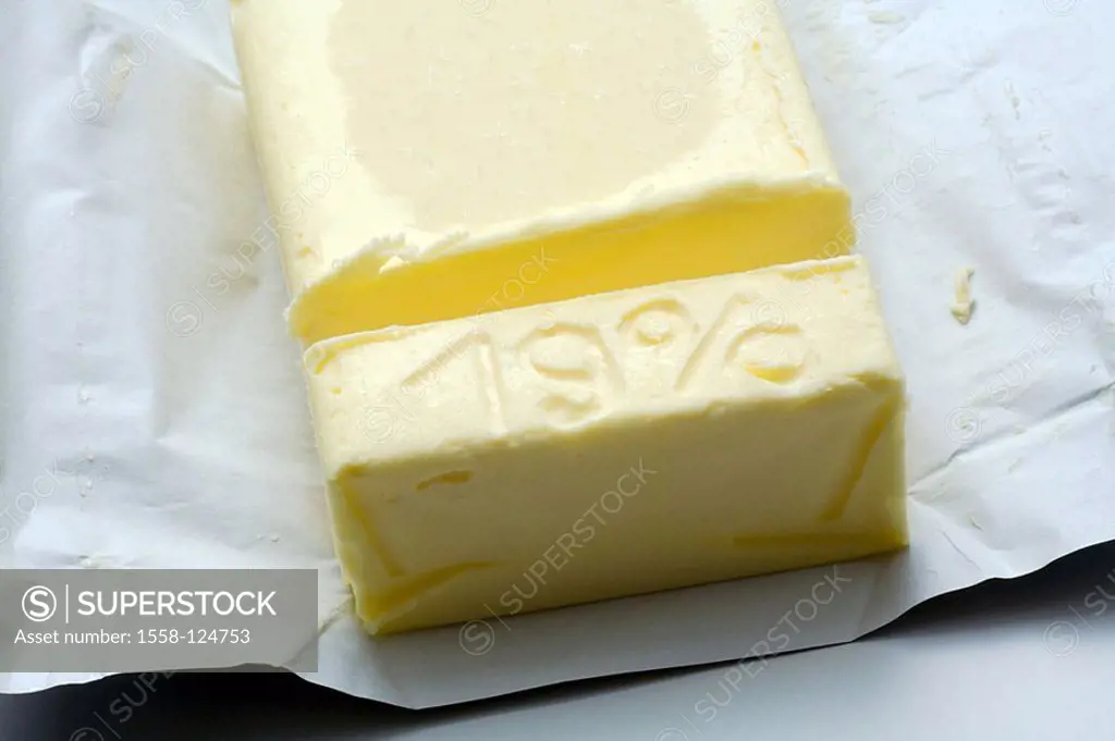 Butter, part, 19 percent of MwSt, broached, buying power, symbol, buying power-decrease, decrease, food, concept, effect, value added tax-increase, ta...
