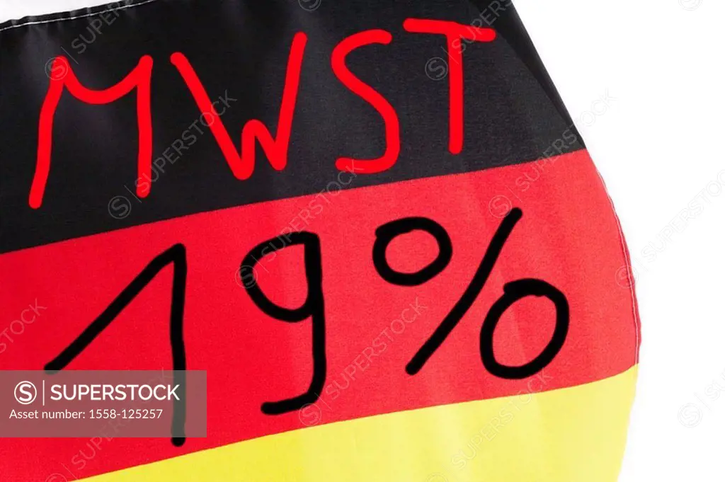 Computer-graphics, Germany-flags, 19 percent MWST, detail, Germany, symbol, taxes, tax office, value added tax-increase, value added tax, concept, sur...