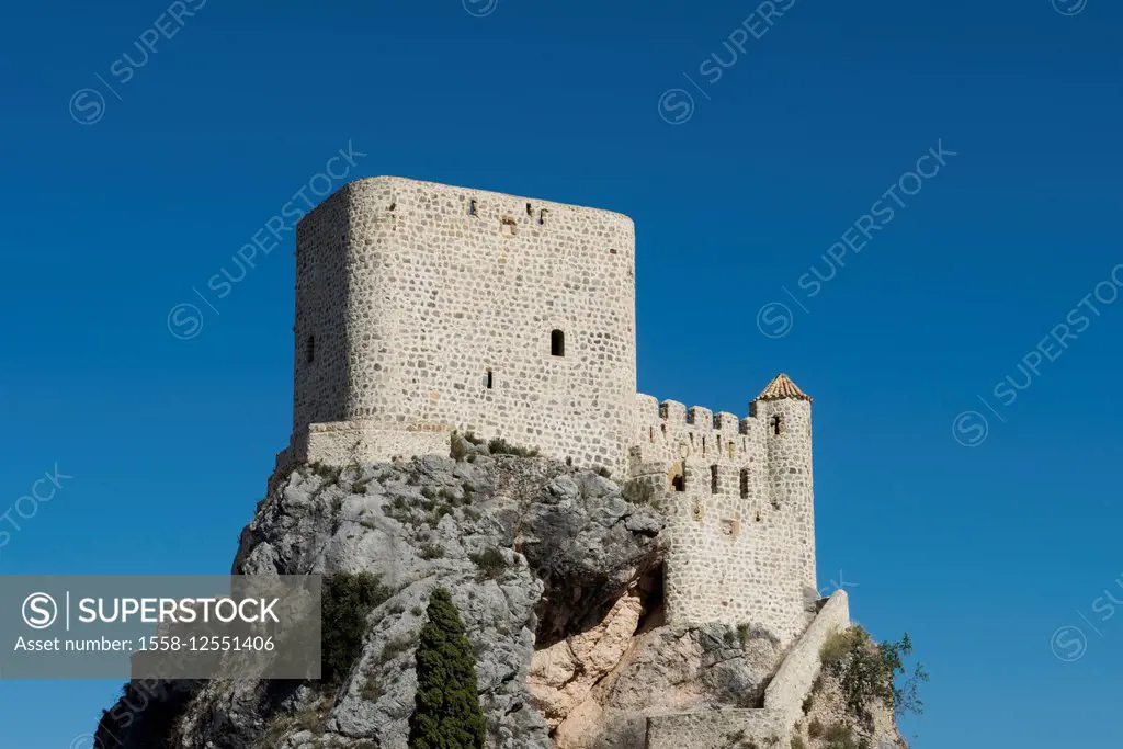 Olvera, Andalusia, castle, blue sky, summer, vacation, province of Cadiz, Spain