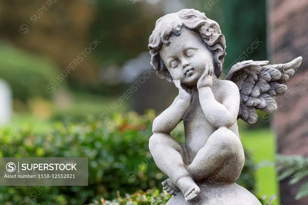 Angel figure, gravestone, cemetery Holy Land, Wilhelmshaven, Lower Saxony, Germany,