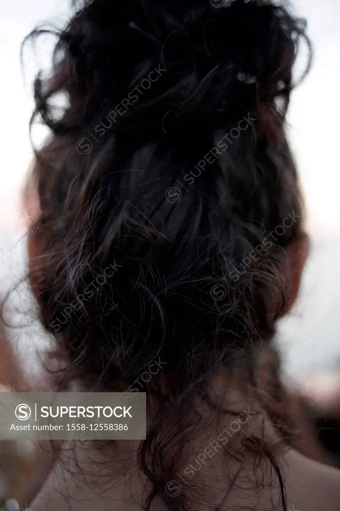 woman, head, hair, back view