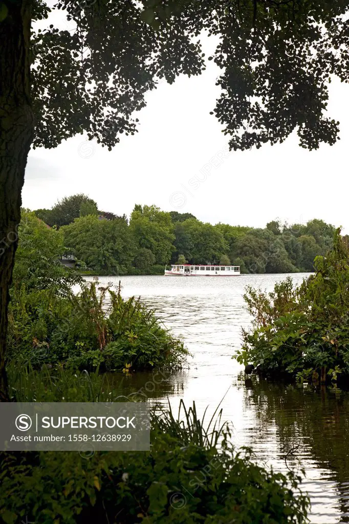 Ferry, lake, river, Alster River,