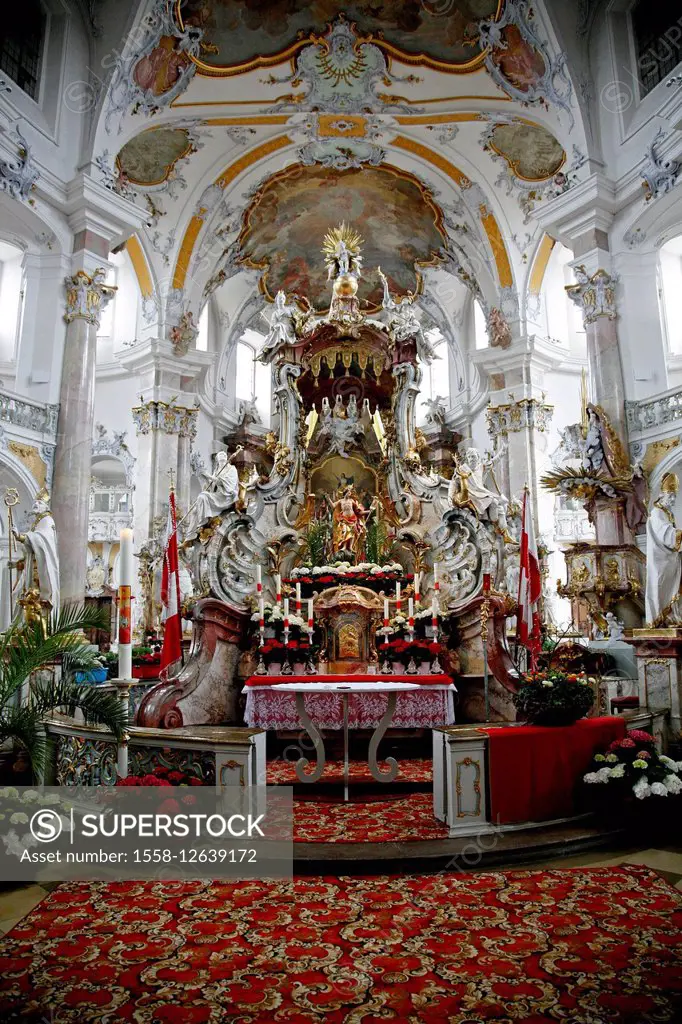Germany, Bavaria, Upper Franconia, Bad Staffelstein, Wallfahrtsbasilika Vierzehnheiligen (Pilgrimage Basilica Vierzehnheiligen), inside,