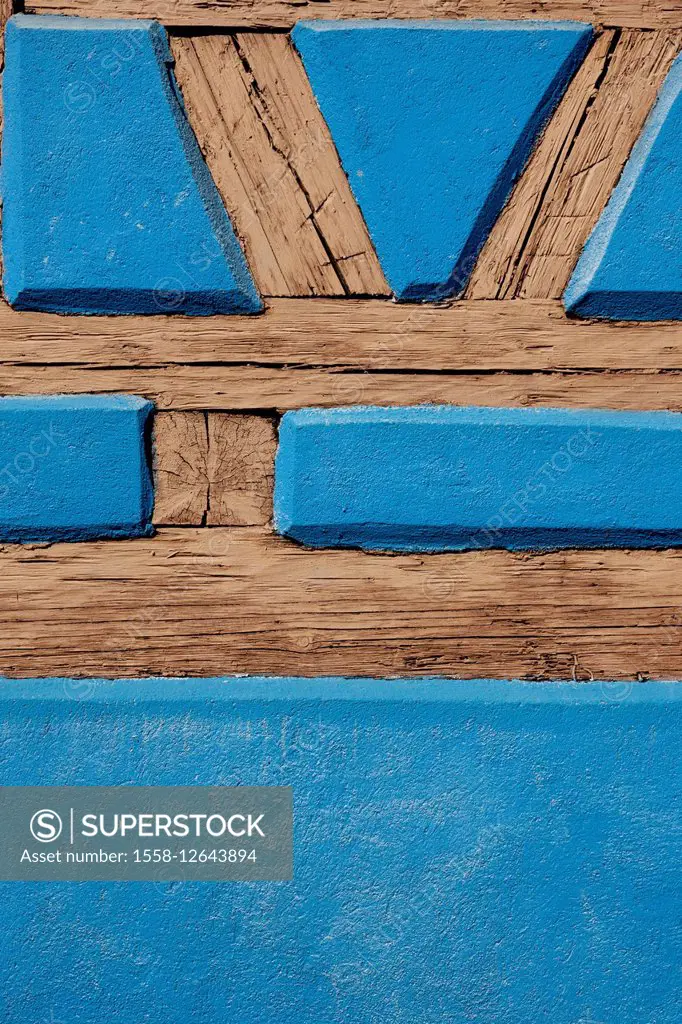 Blue half-timbered house, detail