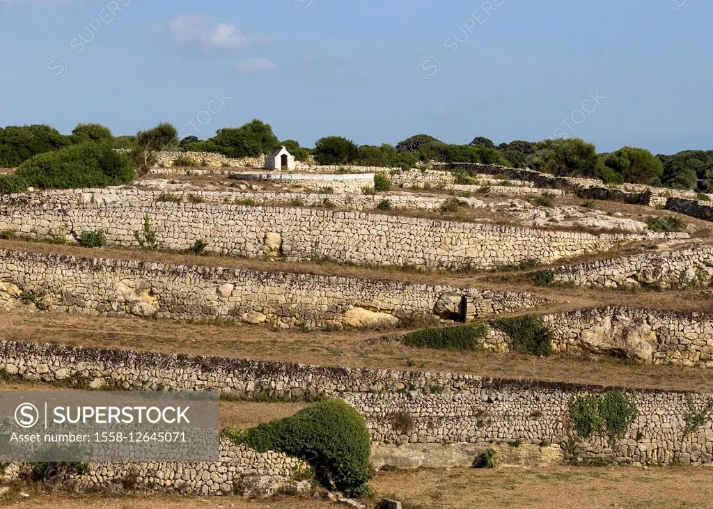 Walls of natural stone, Es Migjorn Gran, the south of the Island Menorca, the Balearic Islands, Spain