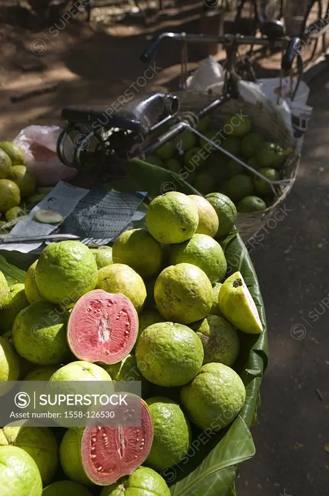 India, Karnataka, Bangalore, Cubbon park, sale, Guaven, Asia, South-Asia, food, fruits, South-fruits, exotically, completely, halves, harvest, market,...
