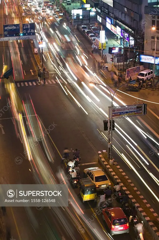 India, Tamil Nadu, Chennai, Anna Salai Road, traffic, evening, long-time-exposure, Asia, South-Asia, city, city, city-traffic, streets, more-track-y, ...