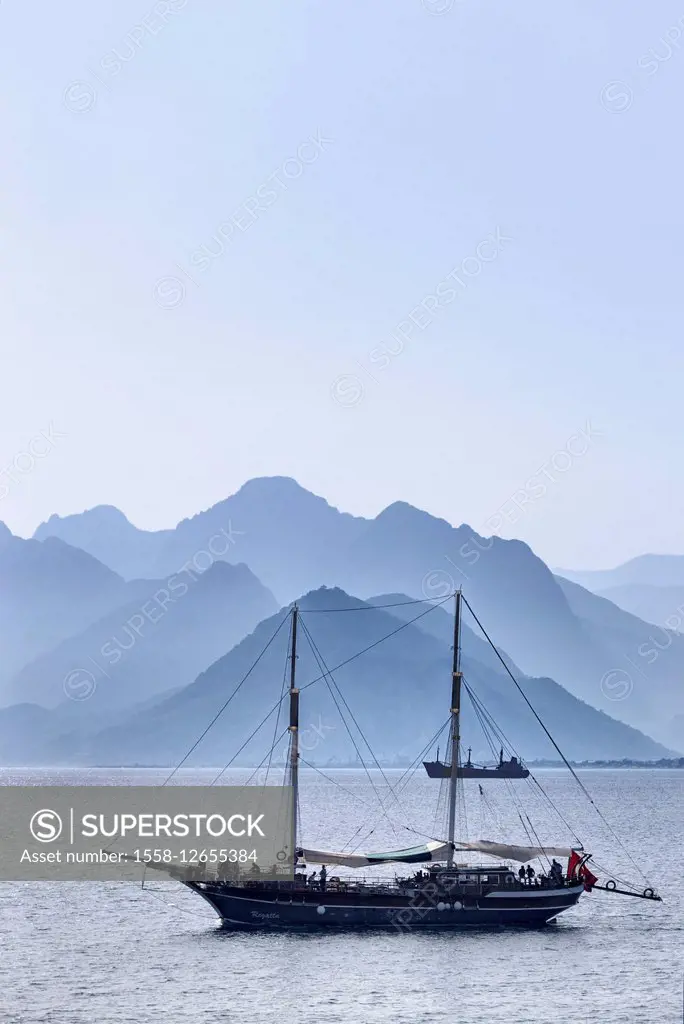 Asia, Turkey, Antalya, sea, ship, mountains,