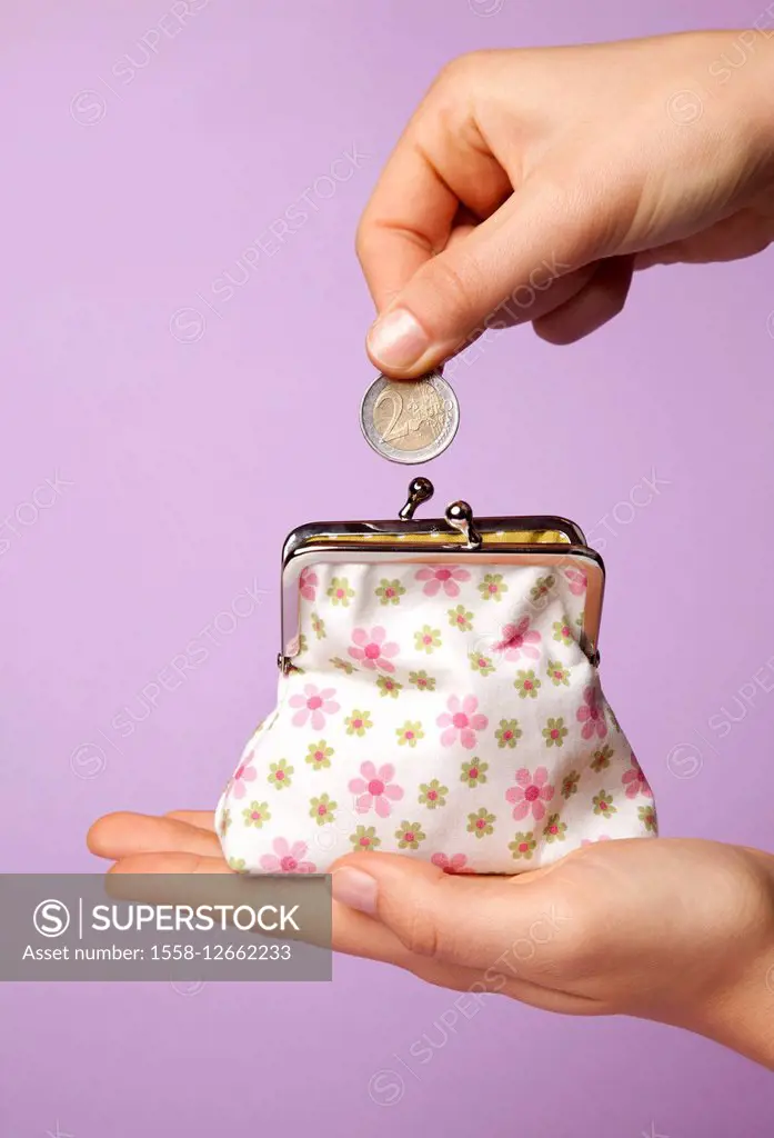 Purse, money, coin, hand,