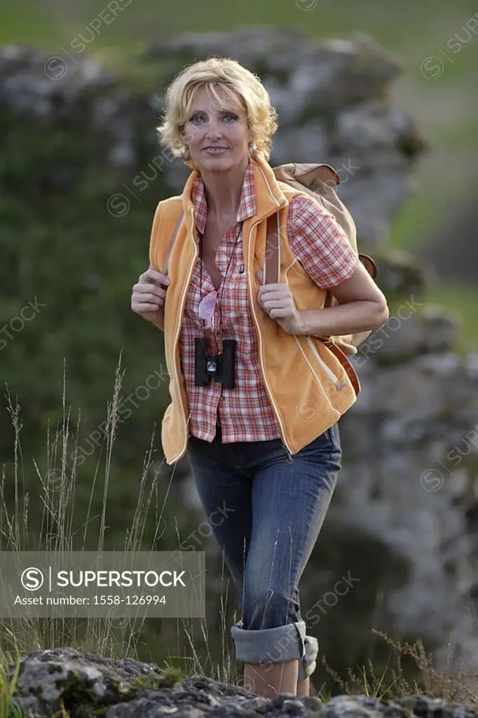 Woman, hiking, autumn,