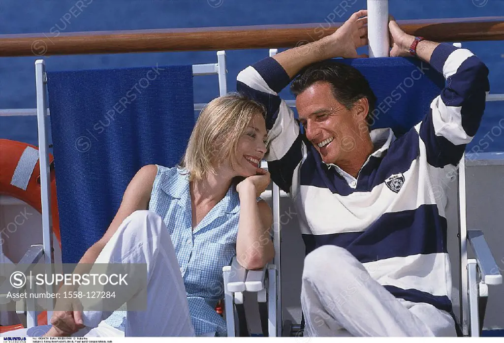 Couple, Deck chairs, Ship
