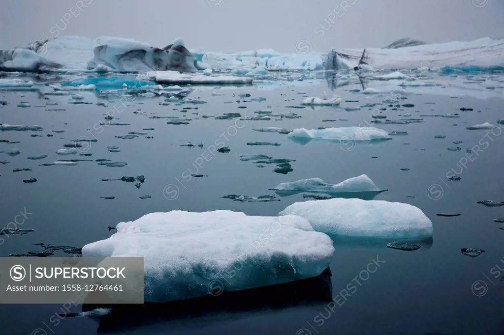 Jokulsarlon, glacier, bay, ice, coast, Iceland