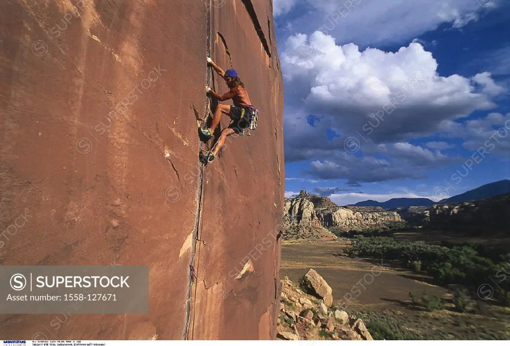 America, Utah, Indiancreek, Rockface, Climber