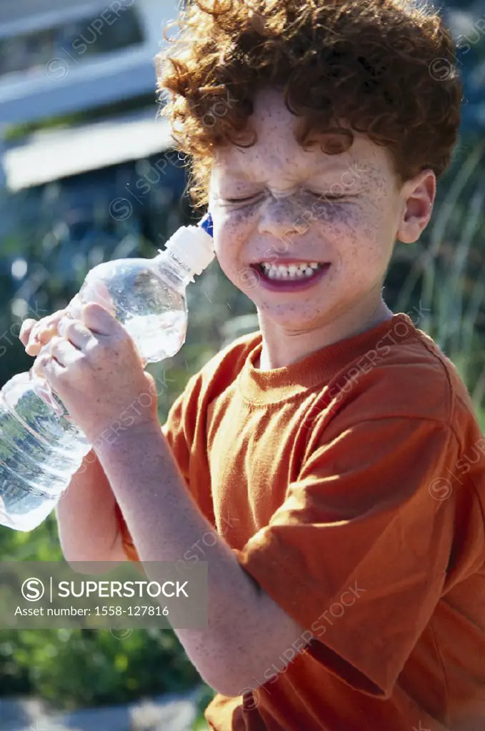 Boy, red-haired, Water bottle