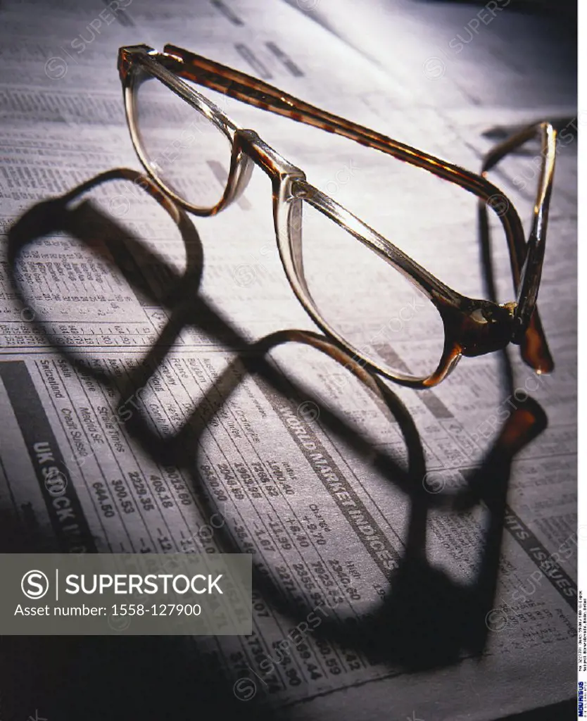 Newspaper, Stock market report, Glasses