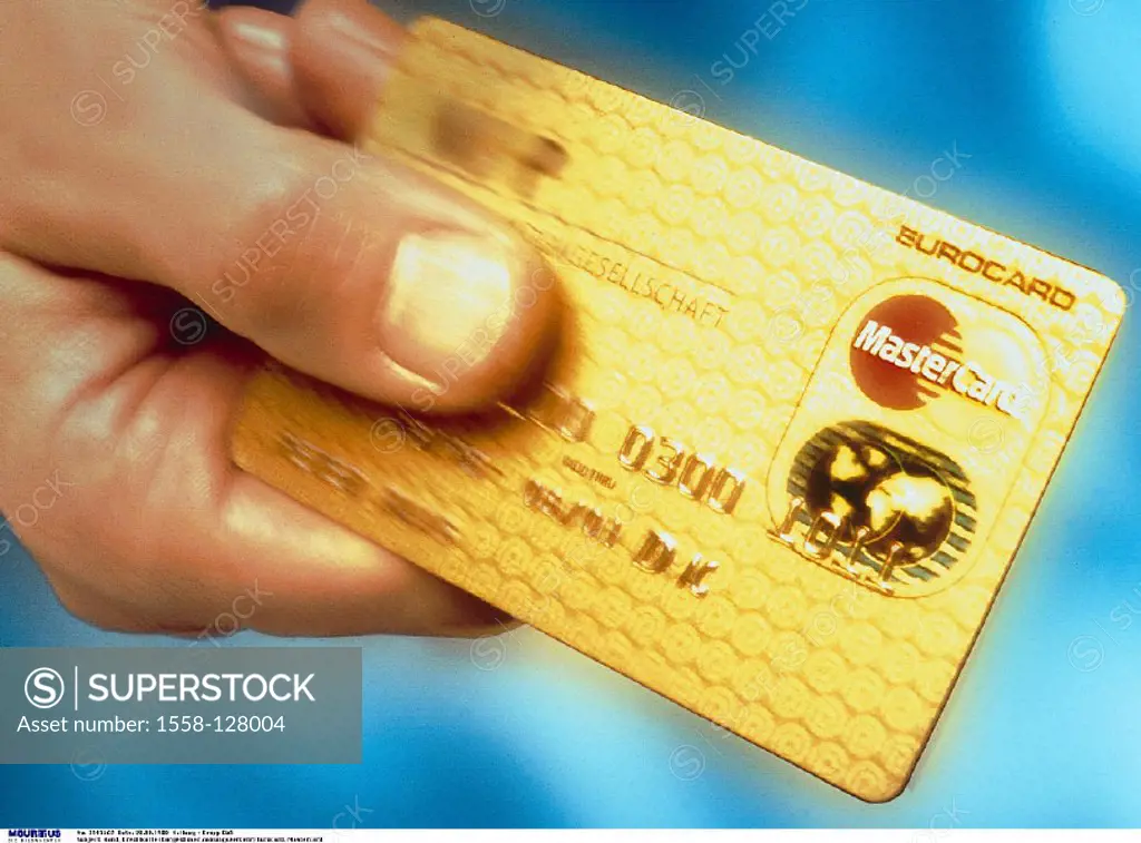 Hand, Credit card, golden