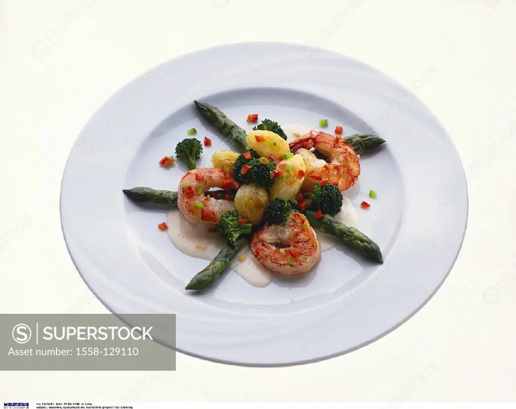 Dish, Shrimps, Asparagus