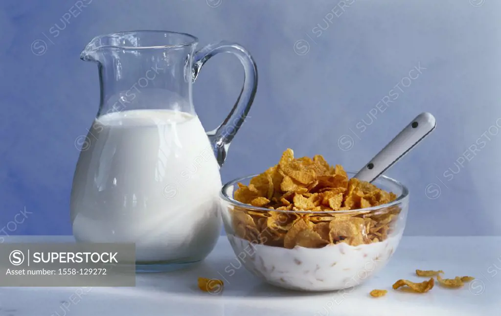Glass bowl, Cornflakes, Breakfast