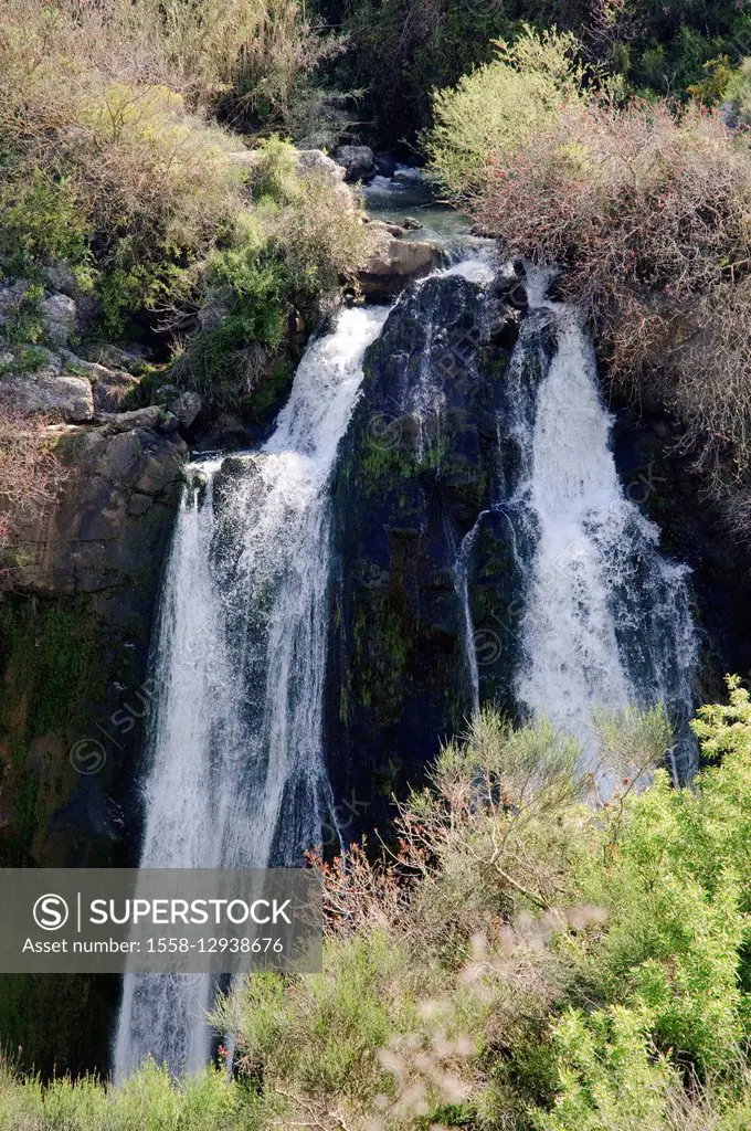 Waterfall Mill Fall, Hahal Ayun Nature Reserve with Metulla, Galilee, Israel