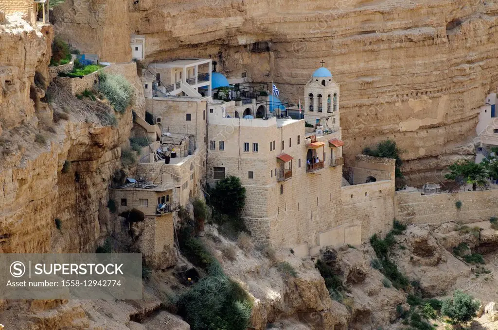 Monastry of Saint Georg in the Wadi es Qelt (valley next to Jericho), desert, Palestine, West Jordan Land, west bank, Israel