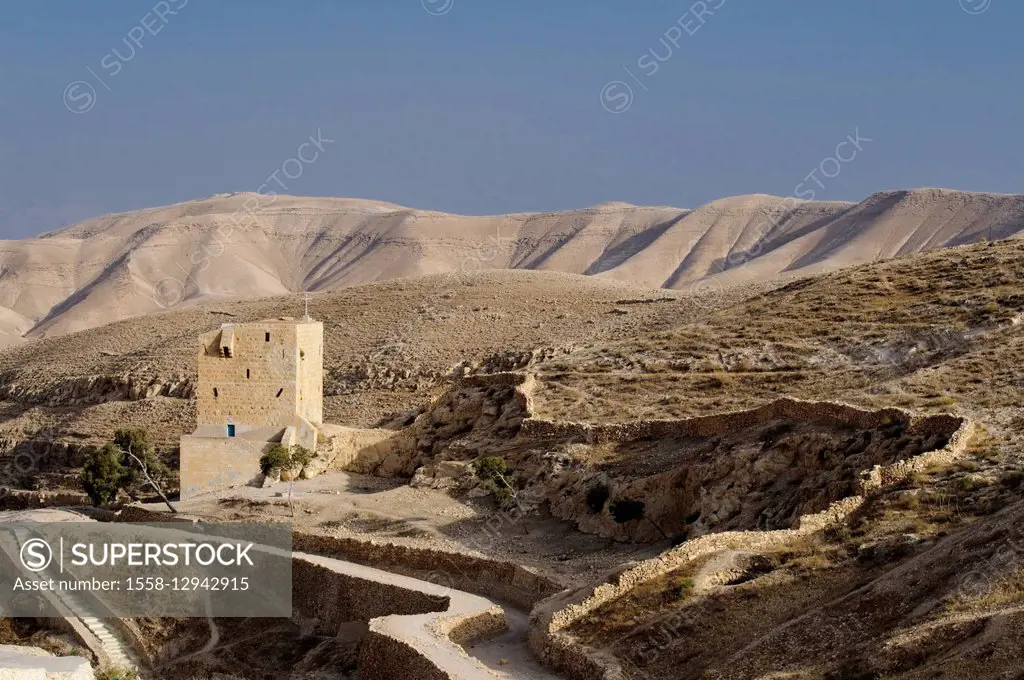 Mar Saba Monastery, woman's tower, Kidron valley, Palestine, Israel