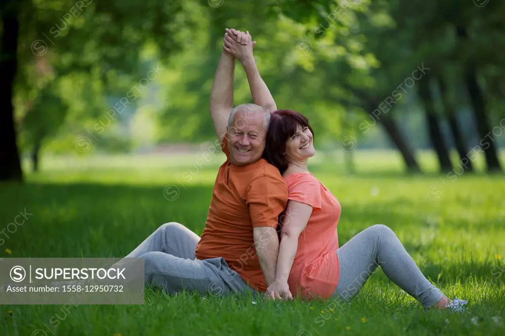 older couple, sport, gymnastics, nature,