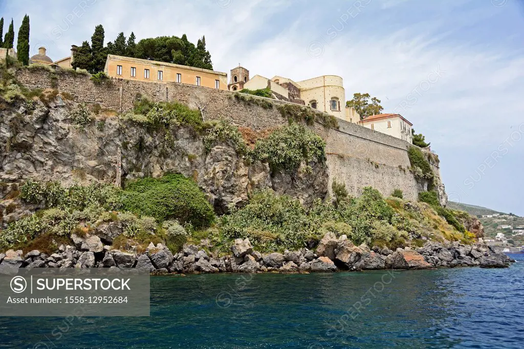 Italy, Lipari, castle rock
