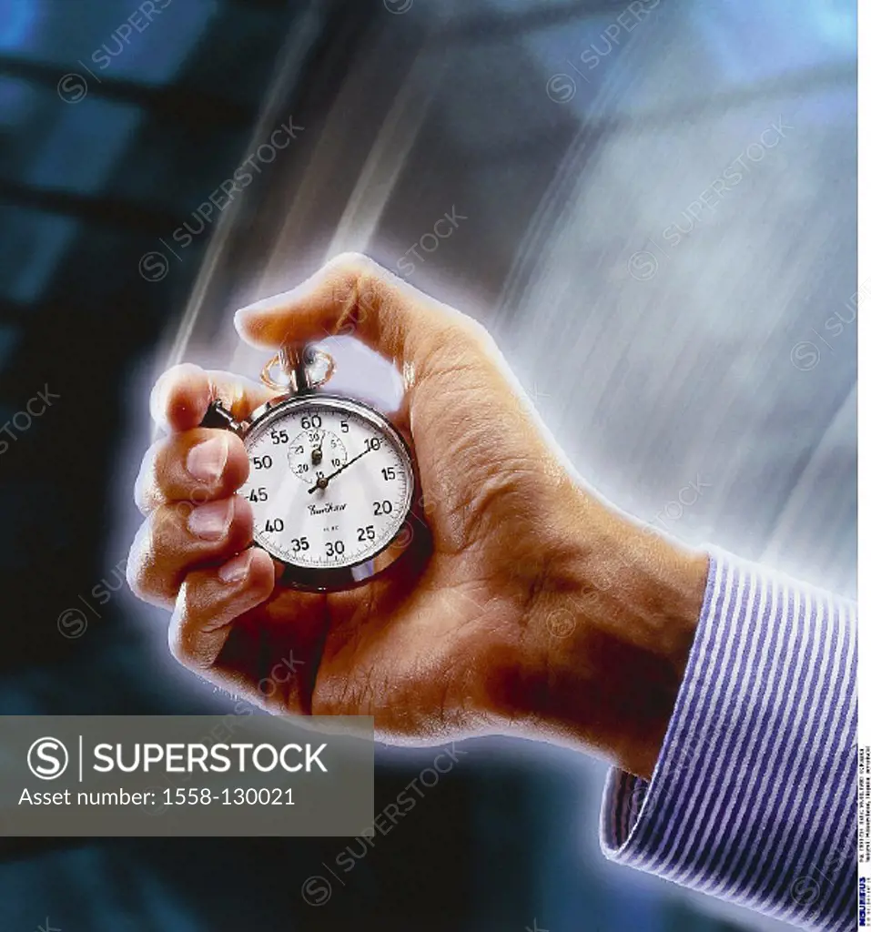 Man, Hand, Clock, Stopwatch