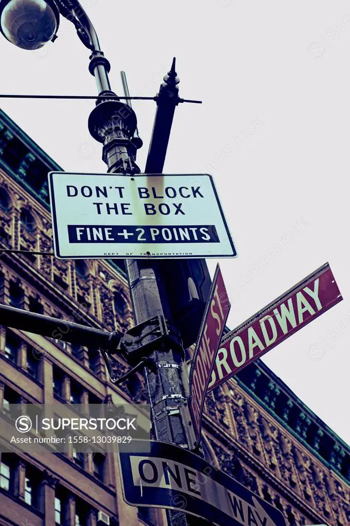 The USA, New York City, town, architecture, street signs, sky, America,