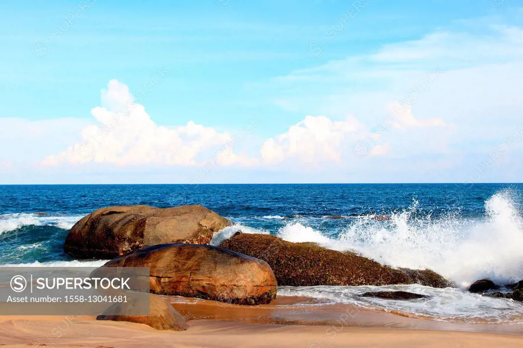 Beach in the Indian Ocean in Sri Lanka,