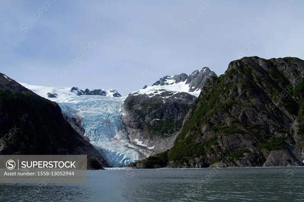 North America, USA, Alaska, Seward, Kenai Fjords National Park, Harris Bay, Harding Icefield Glacier,