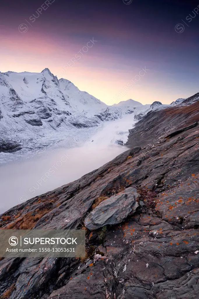 Großglockner, Pasterze, glacier, fog, mood, rock, snow, Alps, mountains,