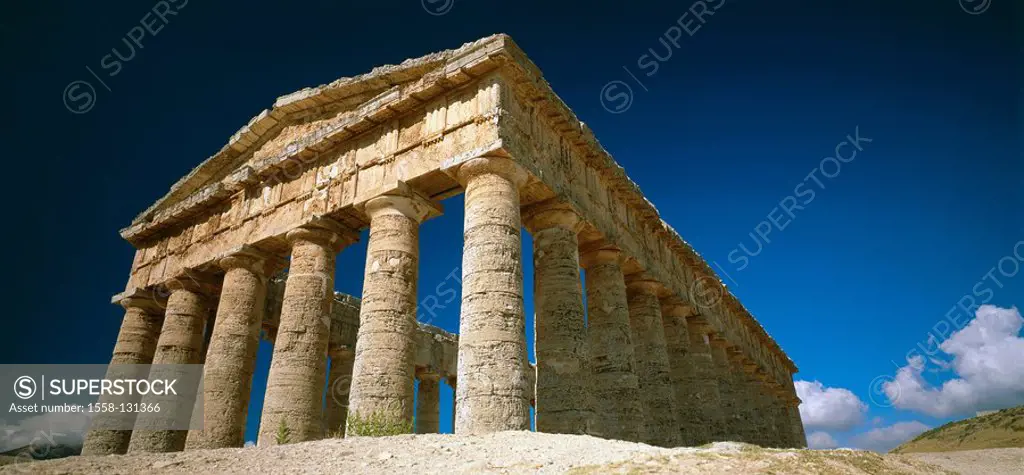 Italy, island, Sicily, island Sicily, Segesta temple-ruin destination sight, landmark, culture, antique, temples, ruin, fragments, dorisch, columns, c...