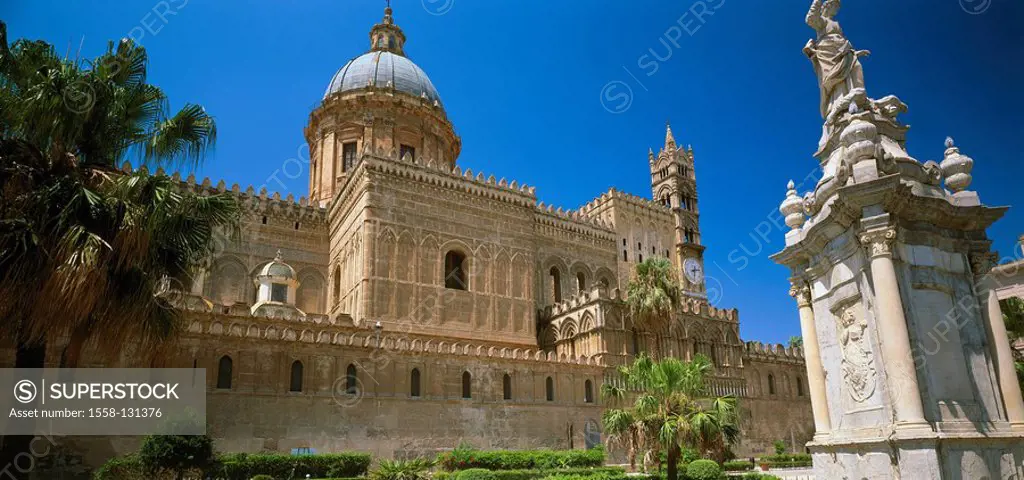 Italy, island, Sicily, island Sicily, Palermo, cathedral, detail, destination, city, island-capital, sight, culture, city center, construction, buildi...