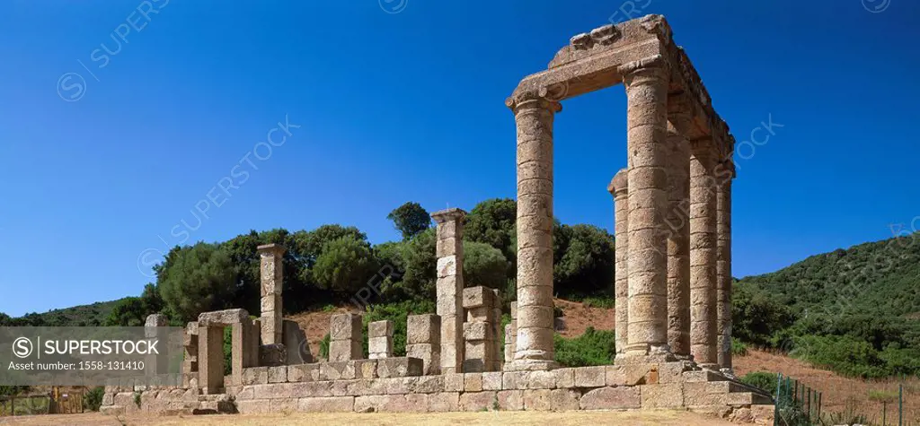 Italy, island Sardinia, Tempio di Antas, destination sight culture, construction, buildings, architecture, ruin, fragments, temples, temple-ruin, colu...