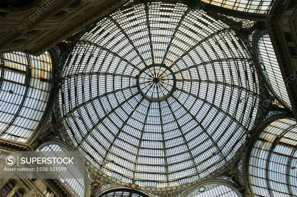 Italy, Kampanien, Naples, Galleria Umberto I , glass-dome, from below, South-Italy, city, destination, sight, buildings, construction, architecture, 1...