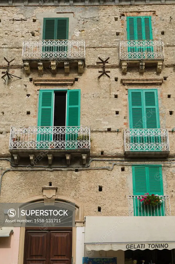 Italy, Kalabrien, Tropea, residence, facade, detail, South-Italy, destination, city, architecture, style, regional-typically, facade, house, multileve...