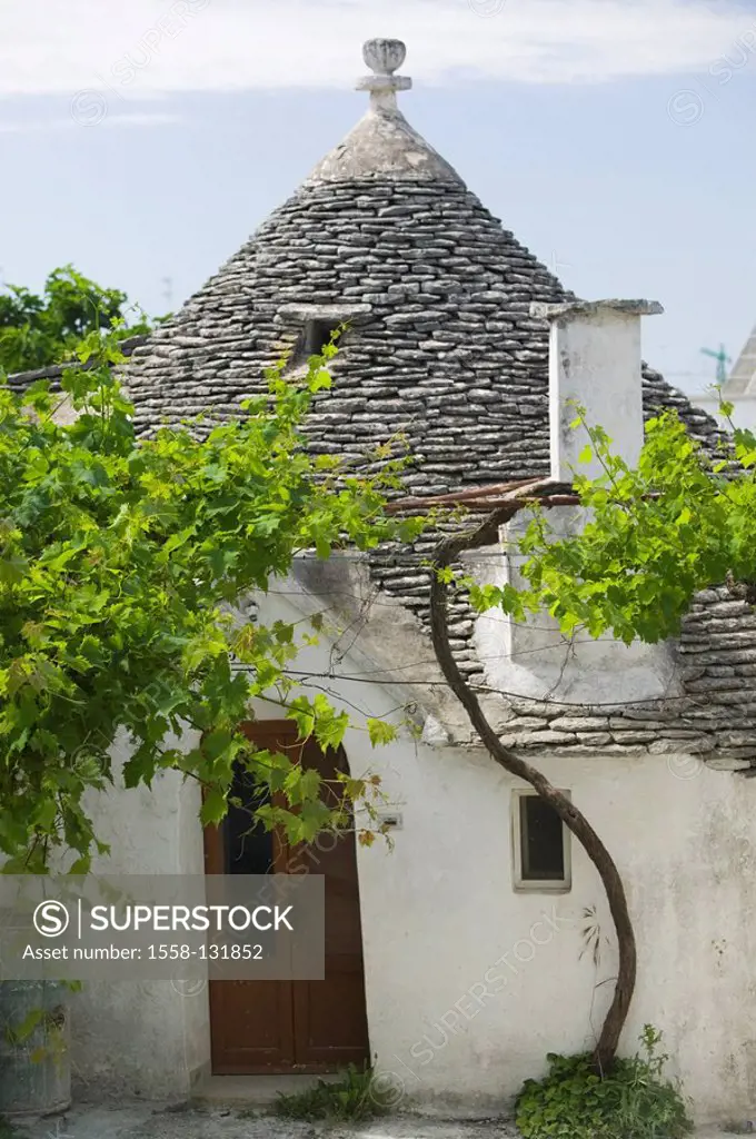Italy, Apulien, Alberobello, house, Trullo, South-Italy, destination, sight, landmark, culture, residence, cone-construction, stone-house, round-house...
