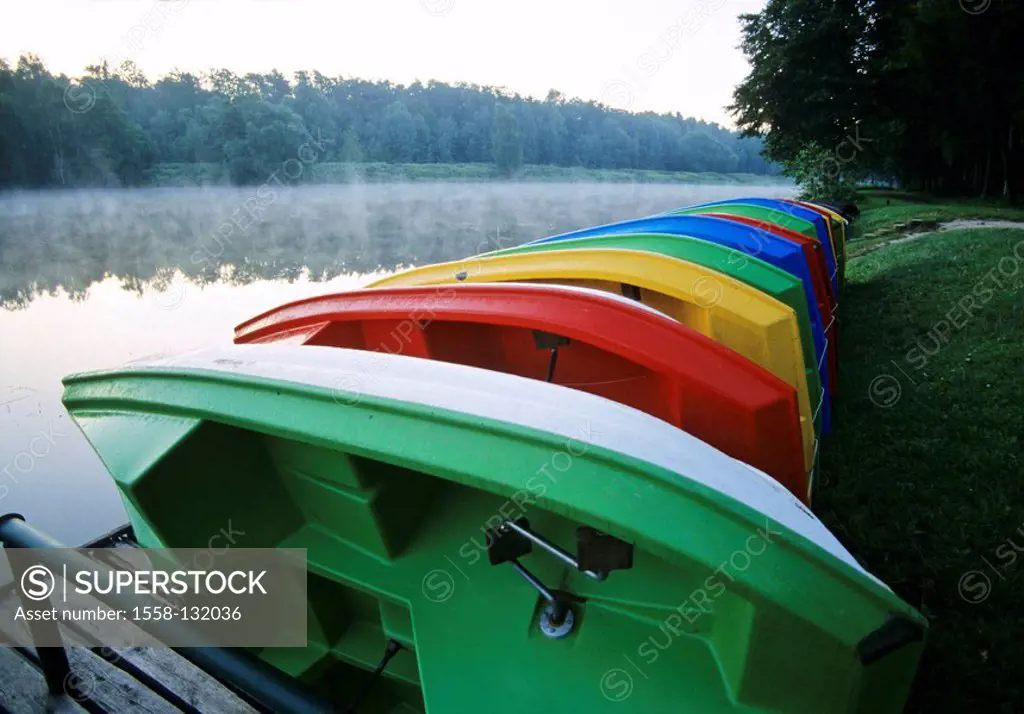 lake, bridge, boats, stringed, series, destination, leisure time-offer, leisure time-possibility, leisure time, boat-distribution, colorfully, distrib...