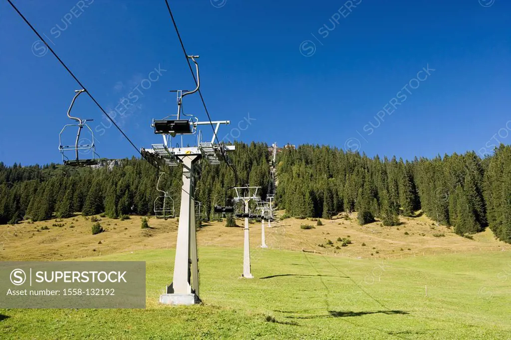 Austria, Vorarlberg, Arlberg, Lech-Zug, chair lift, summer,