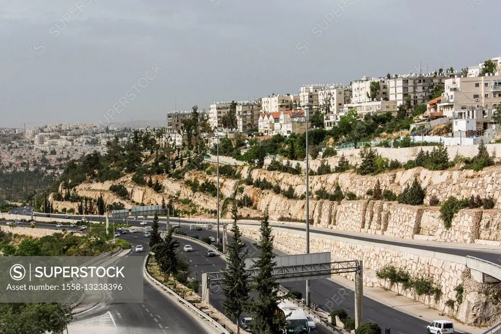 Israel, Jerusalem, cityscape, new town, highway,