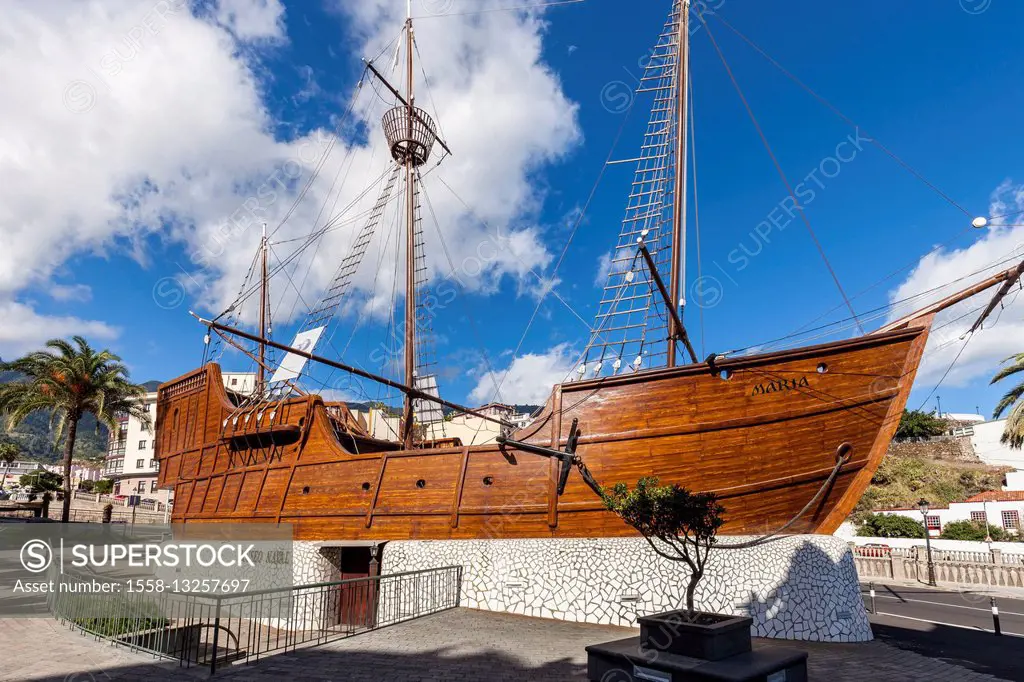 Replica of the ship Santa Maria of Christoph Columbus, The museum of Naval, Santa Cruz de La Palma, La Palma, Canary Islands, Spain, Europe