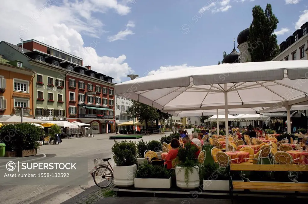 Austria, East-Tyrol, models Lienz, main-place, pavement cafés, guests, tourism no release, Tyrol, restaurants, restaurant-terraces, leisure time, end-...